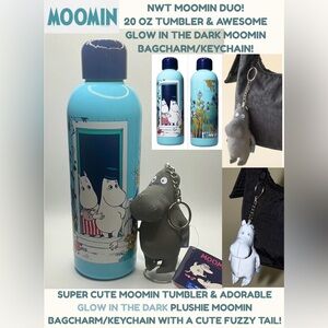 NWT MOOMIN DUO! ADORABLE 20OZ MOOMIN TUMBLER & AWESOME BAGCHARM!